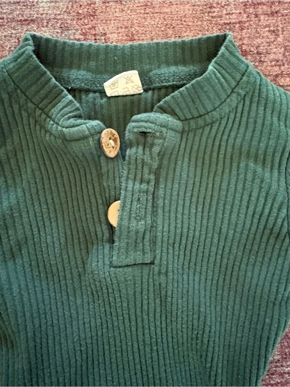 3 month Ribbed Two-Piece Knit Set in Forest Green